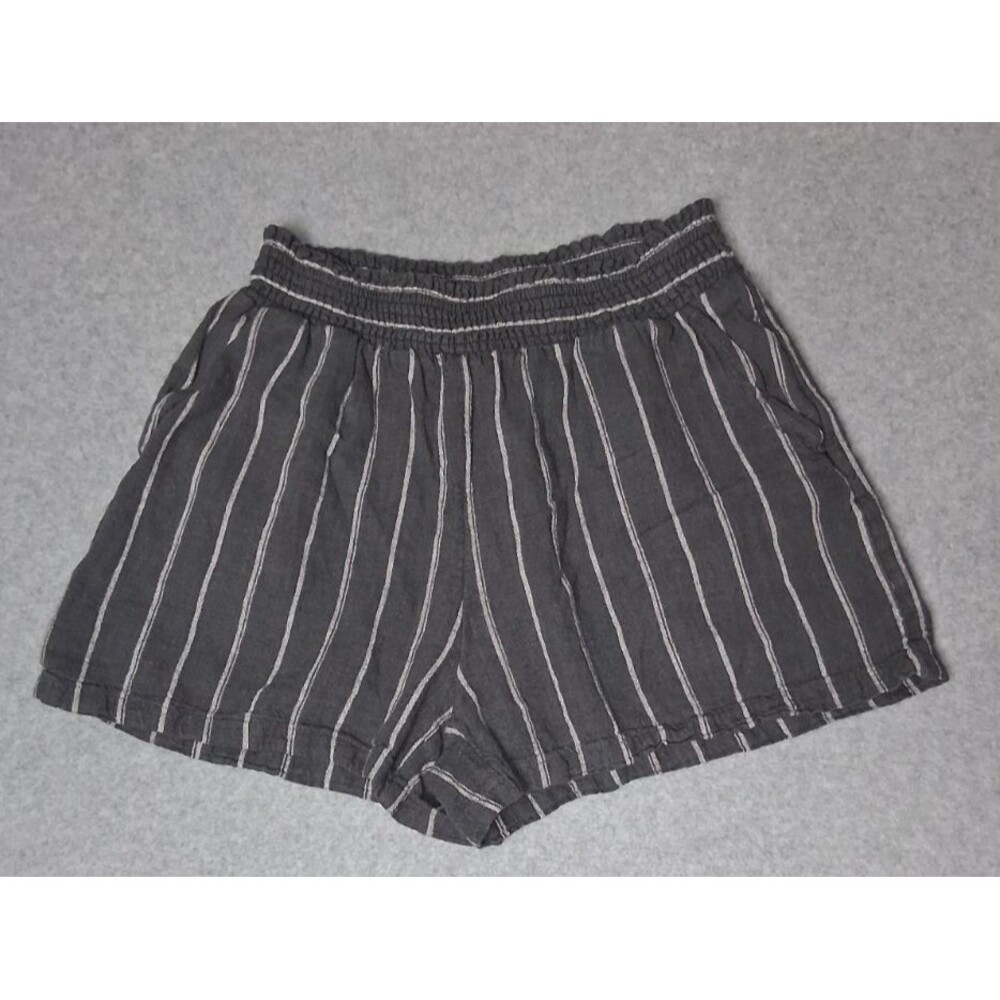 Universal Thread Linen Blend Pull On Shorts Womens XS Gray Pinstriped Coastal